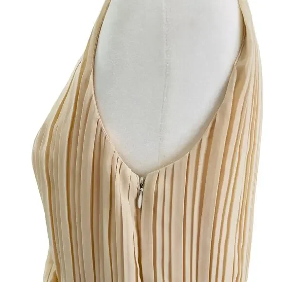 ASOS Cream Pleated Faux Wrap Bodice Sleeveless Grecian Dress Fit & Flare 6 - Picture 7 of 13